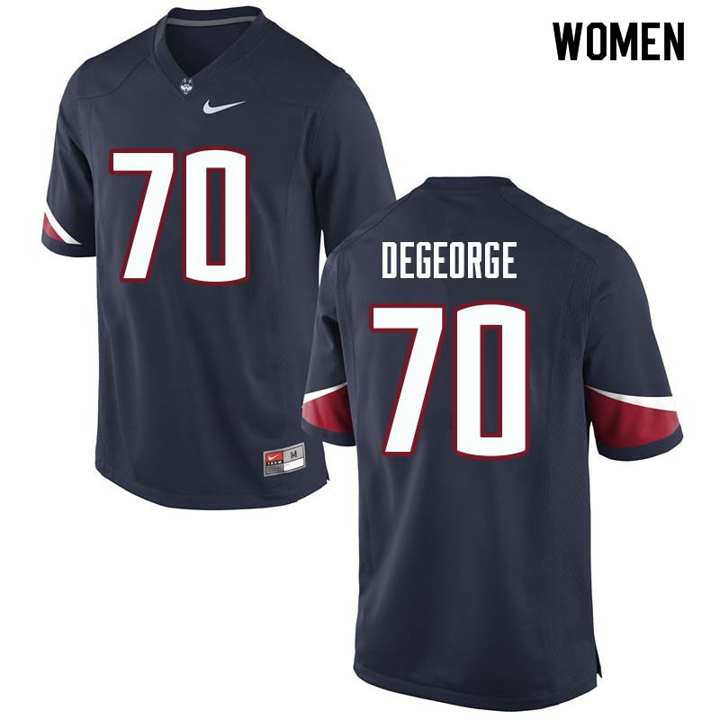 Women #70 Cam DeGeorge Uconn Huskies College Football Jerseys Sale-Navy